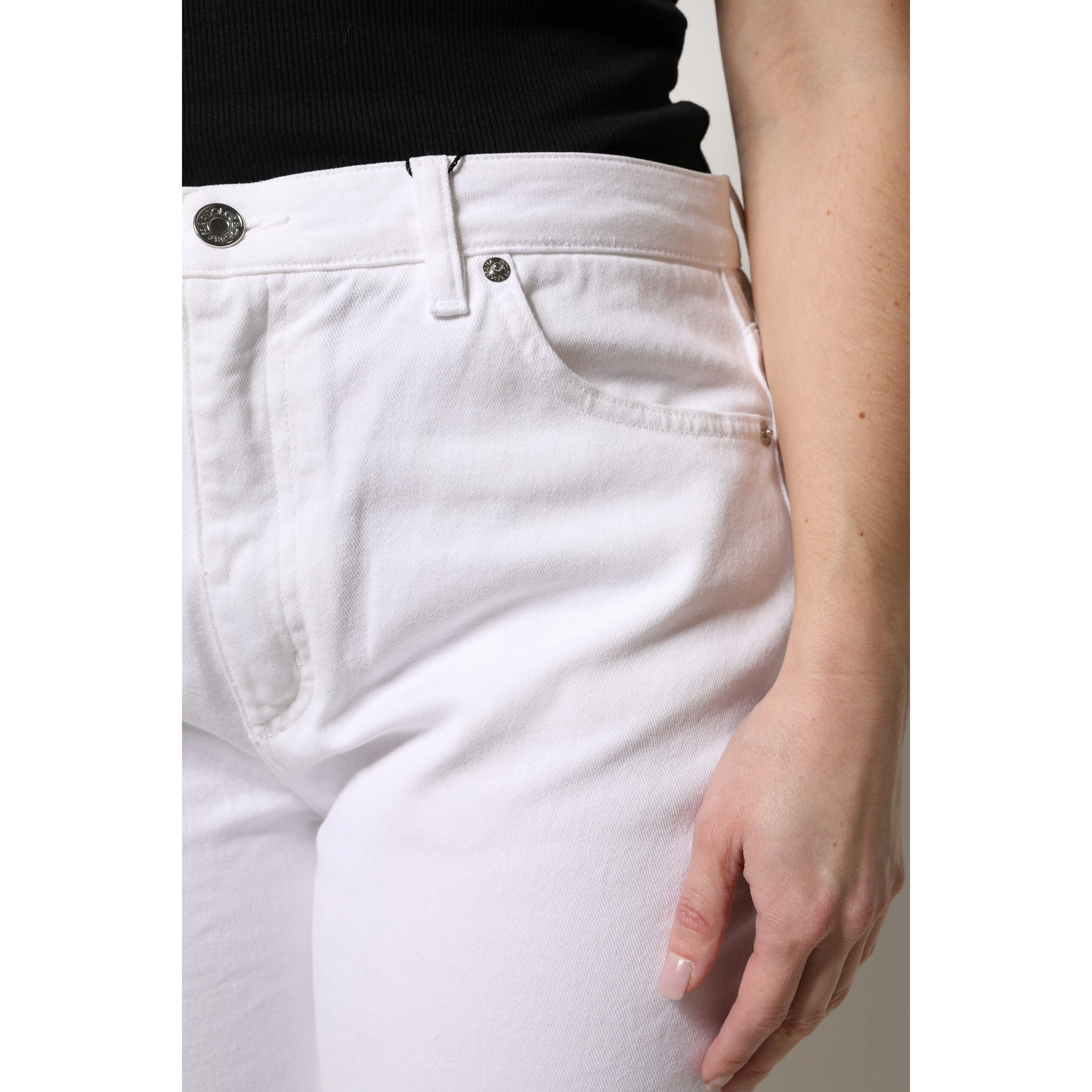 White Cotton Mid Waist Skinny Denim Jeans