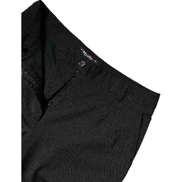 Black Polyester High Waist Slim Pants