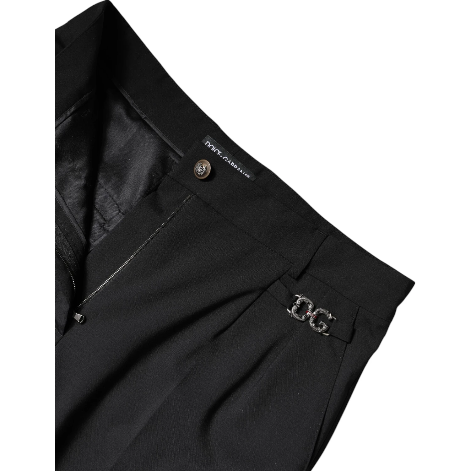 Black Polyester High Waist Dress Pants