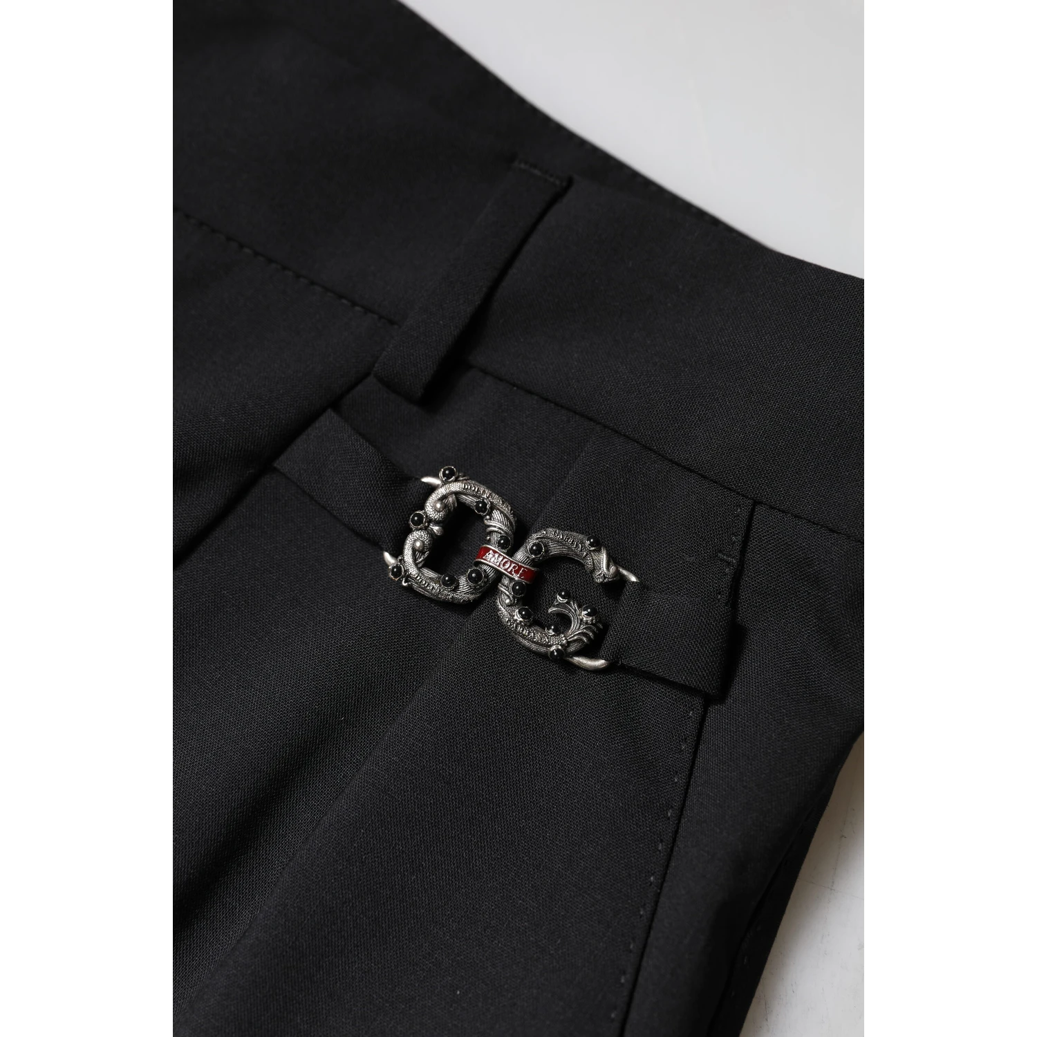 Black Polyester High Waist Dress Pants
