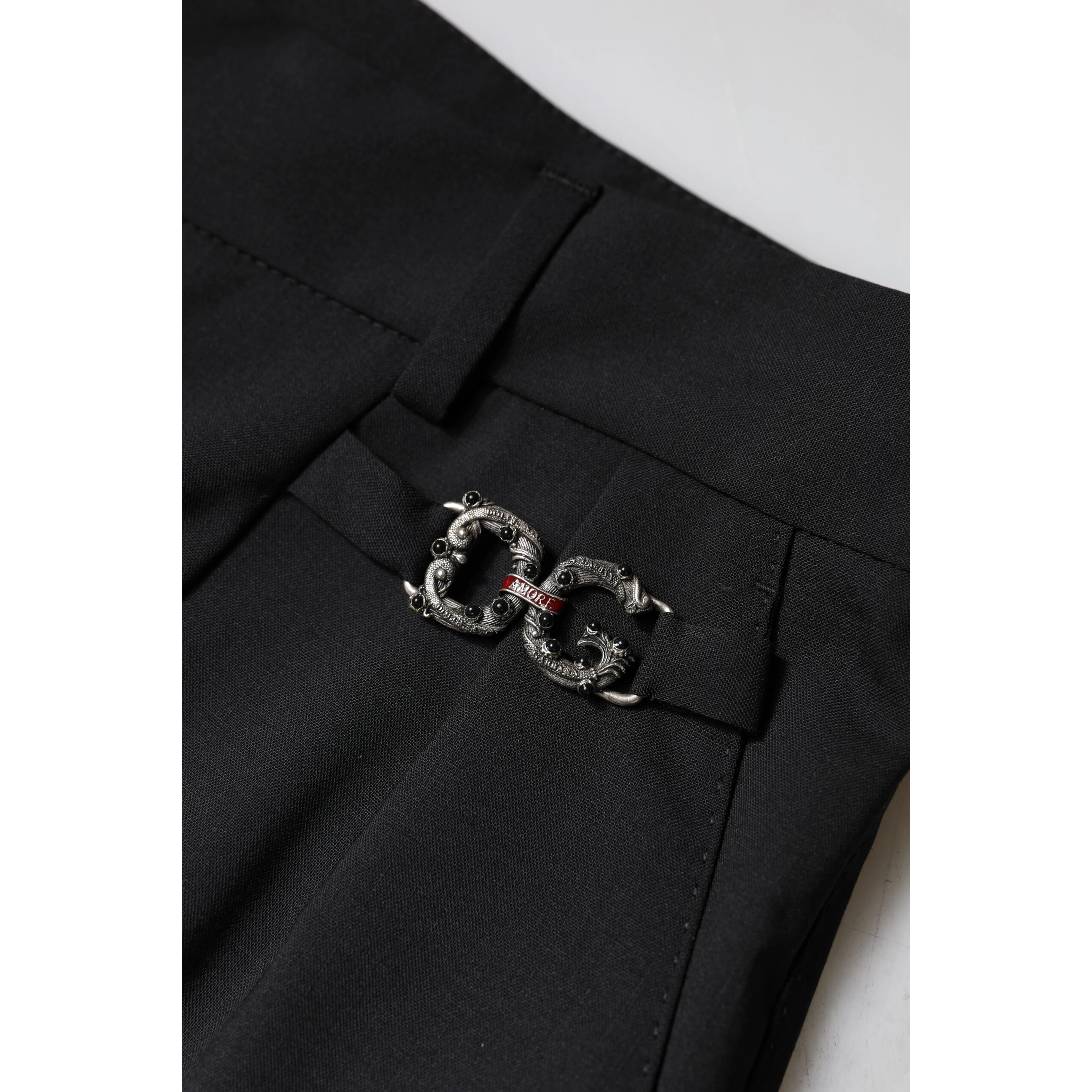 Black Polyester High Waist Dress Pants