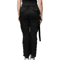 Black Cotton High Waist Cargo Pants