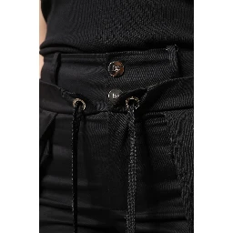 Black Cotton High Waist Cargo Pants