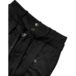 Black Cotton High Waist Cargo Pants
