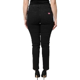 Black Cotton High Waist Skinny Denim Jeans