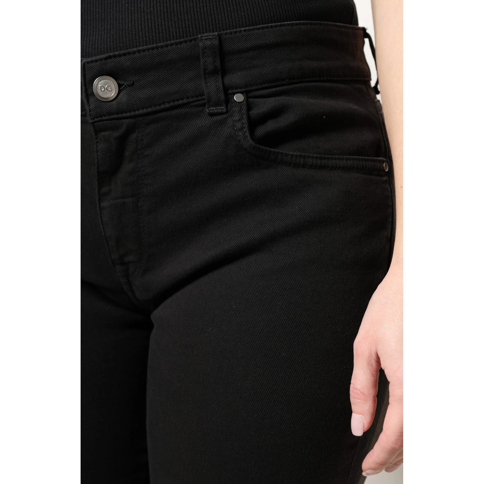 Black Cotton High Waist Skinny Denim Jeans