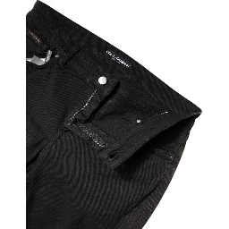 Black Cotton High Waist Skinny Denim Jeans