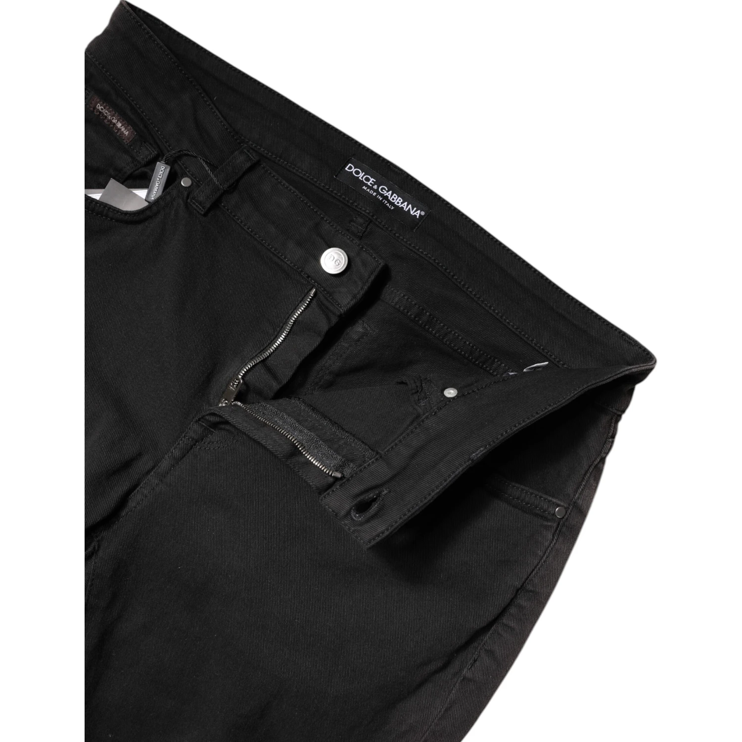 Black Cotton High Waist Skinny Denim Jeans