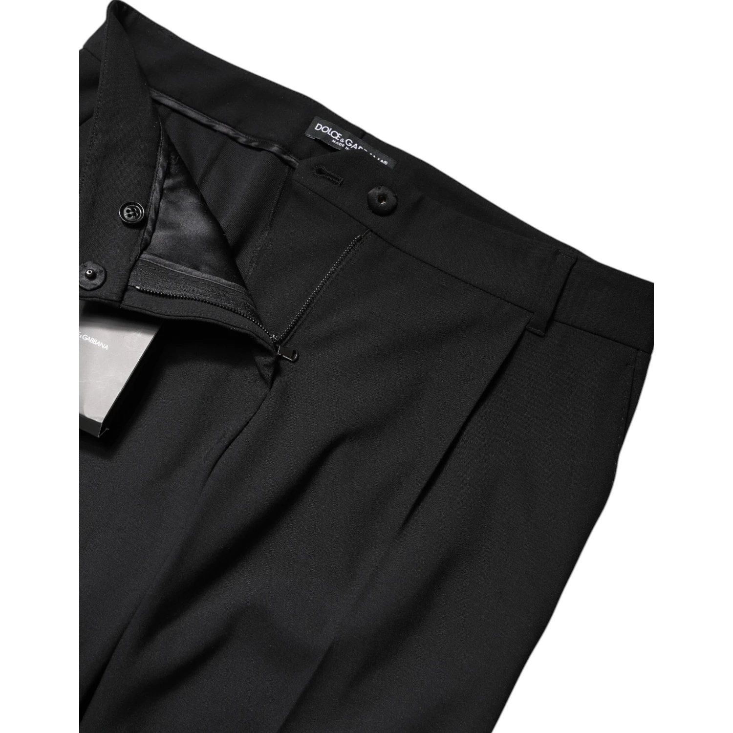 Black Wool High Waist Boot Cut Dress Pants