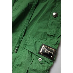 Green Cotton High Waist Cargo Pants