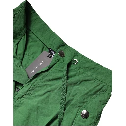 Green Cotton High Waist Cargo Pants