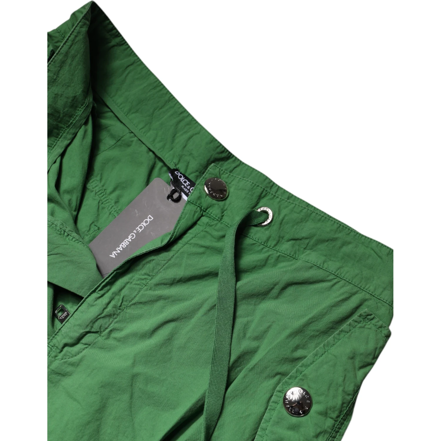 Green Cotton High Waist Cargo Pants