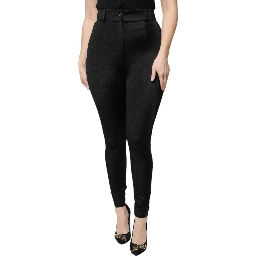 Black Nylon High Waist Slim Fit Pants
