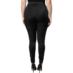 Black Nylon High Waist Slim Fit Pants