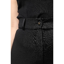 Black Nylon High Waist Slim Fit Pants