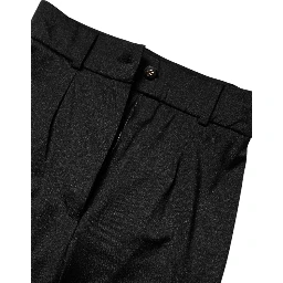 Black Nylon High Waist Slim Fit Pants