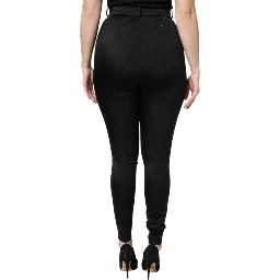 Black Nylon High Waist Slim Fit Pants