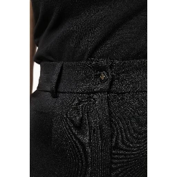 Black Nylon High Waist Slim Fit Pants