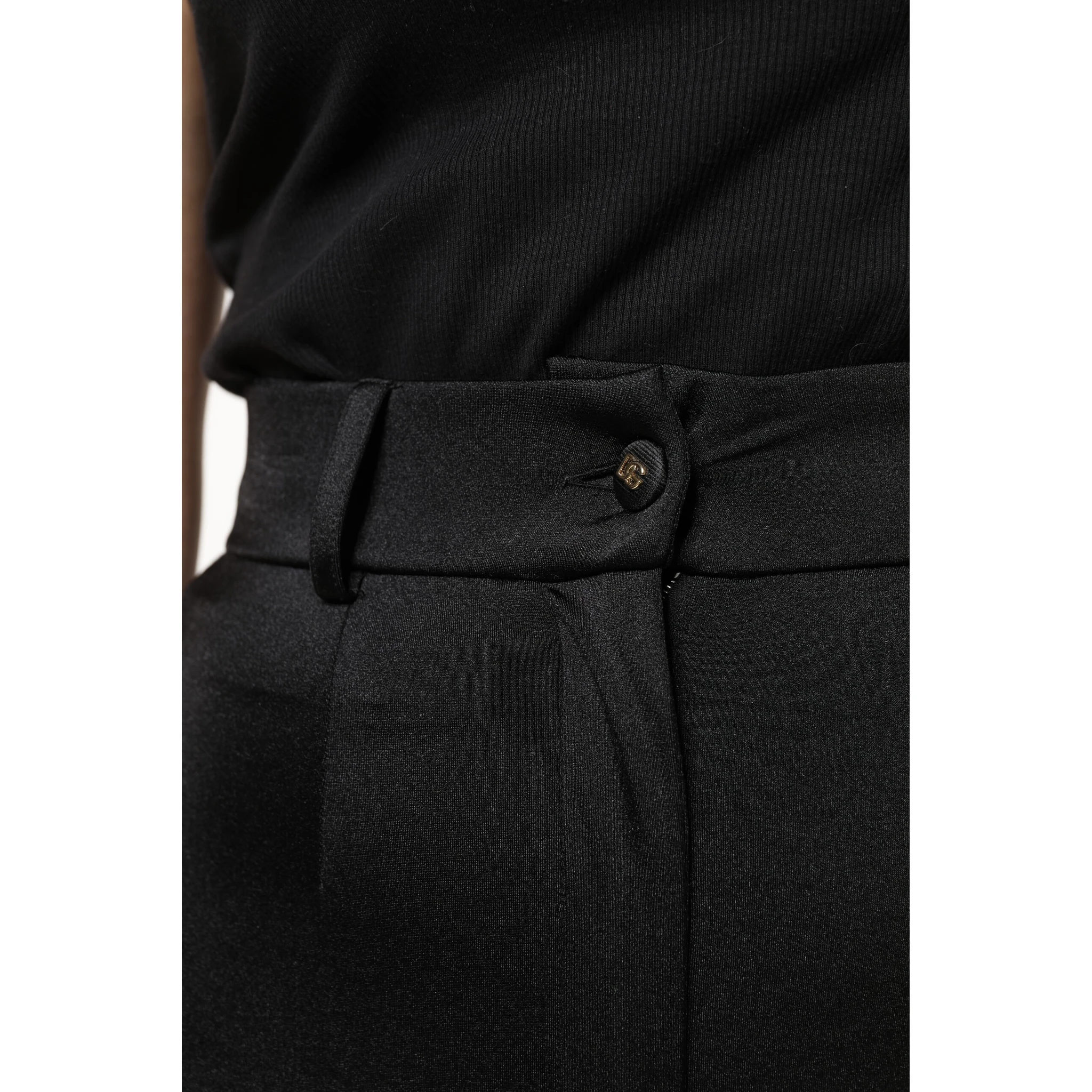 Black Nylon High Waist Slim Fit Pants
