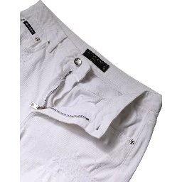 White Cotton High Waist Skinny Denim Jeans