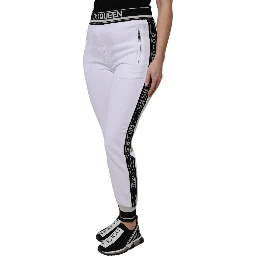 White Cotton Stretch Jogger Sweatpants Pants