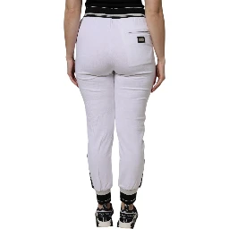White Cotton Stretch Jogger Sweatpants Pants