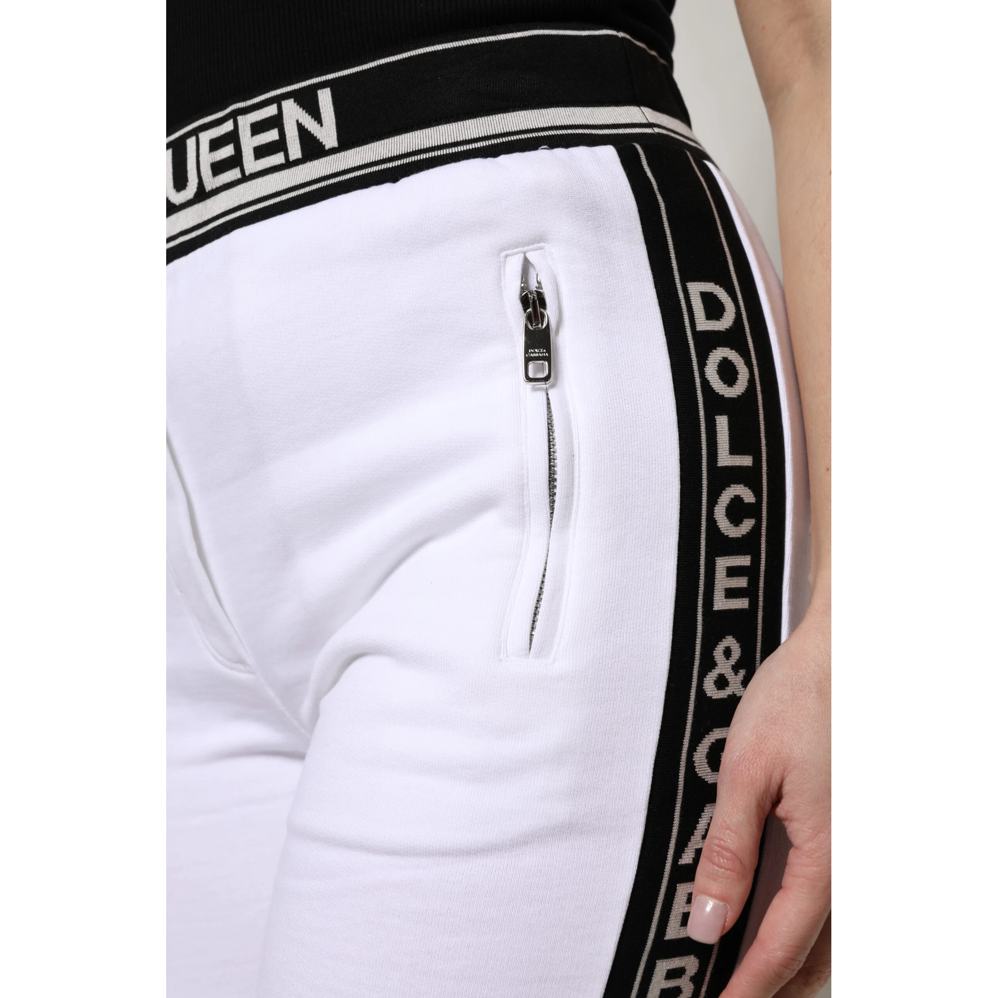 White Cotton Stretch Jogger Sweatpants Pants