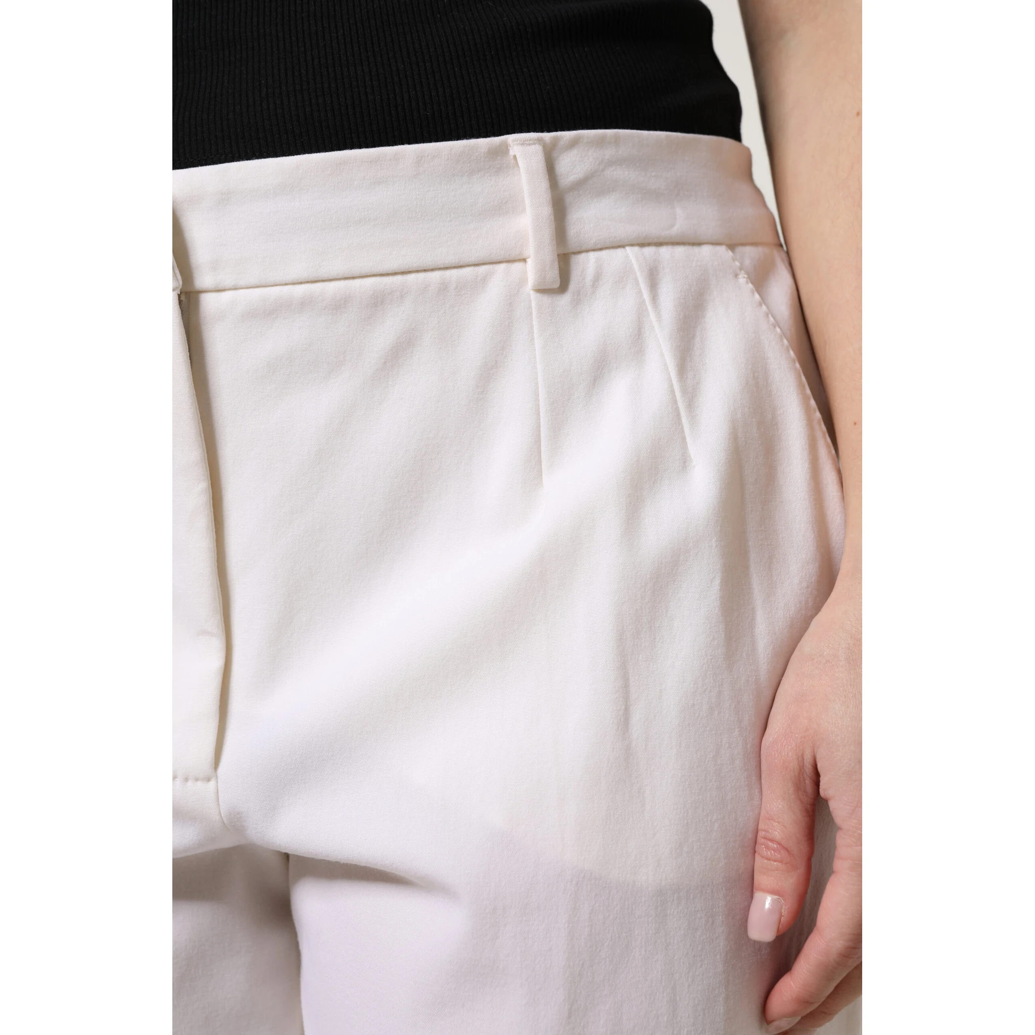 White Wool Mid Waist Wide Leg Pants