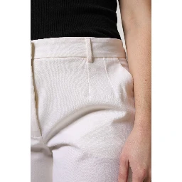 White Wool Mid Waist Wide Leg Pants