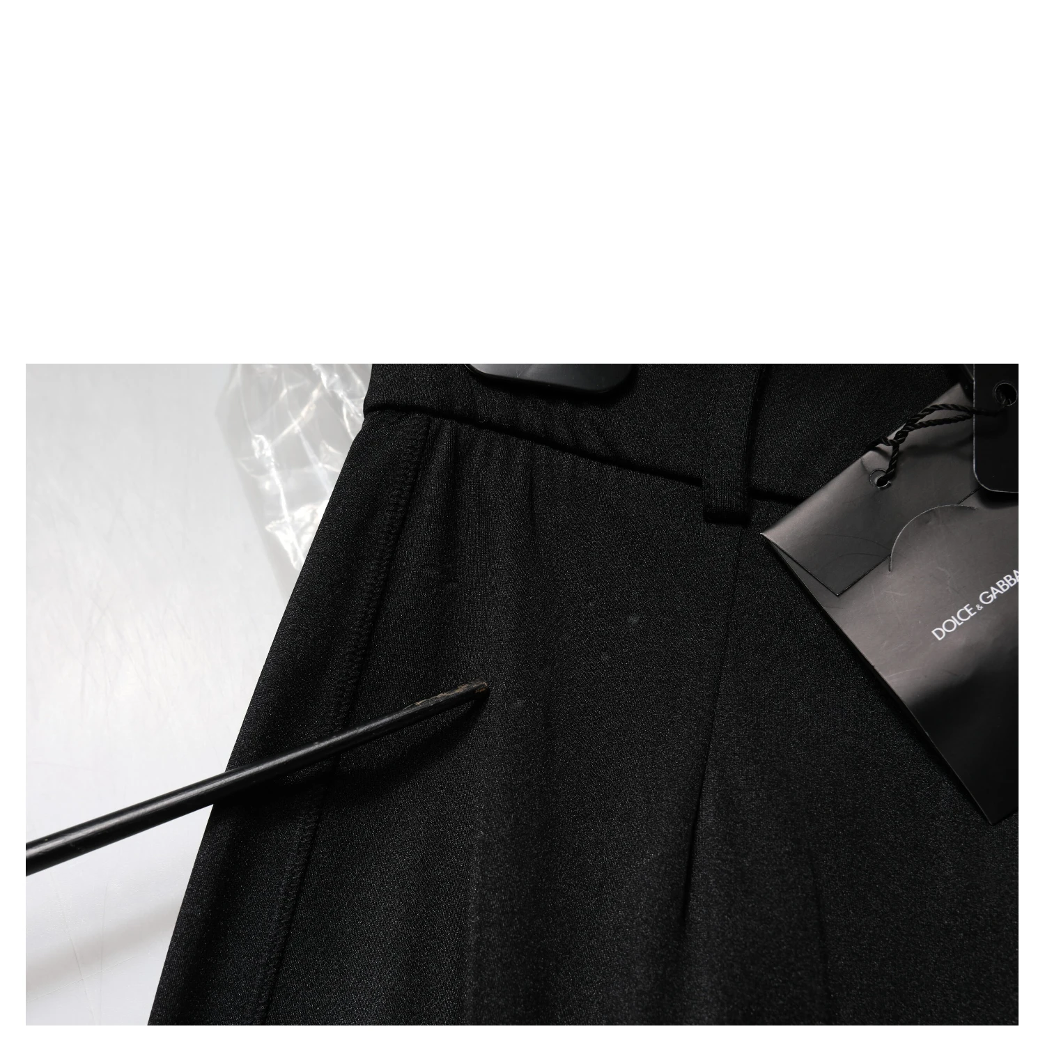 Black Nylon High Waist Slim Fit Pants