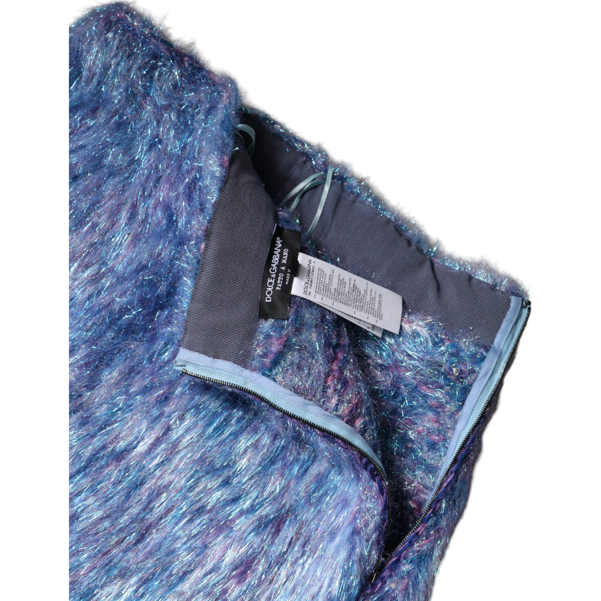 Multicolor Plush Fabric High Waist Mini Skirt