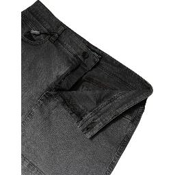 Gray Cotton Stretch Mid Waist Denim Mini Skirt