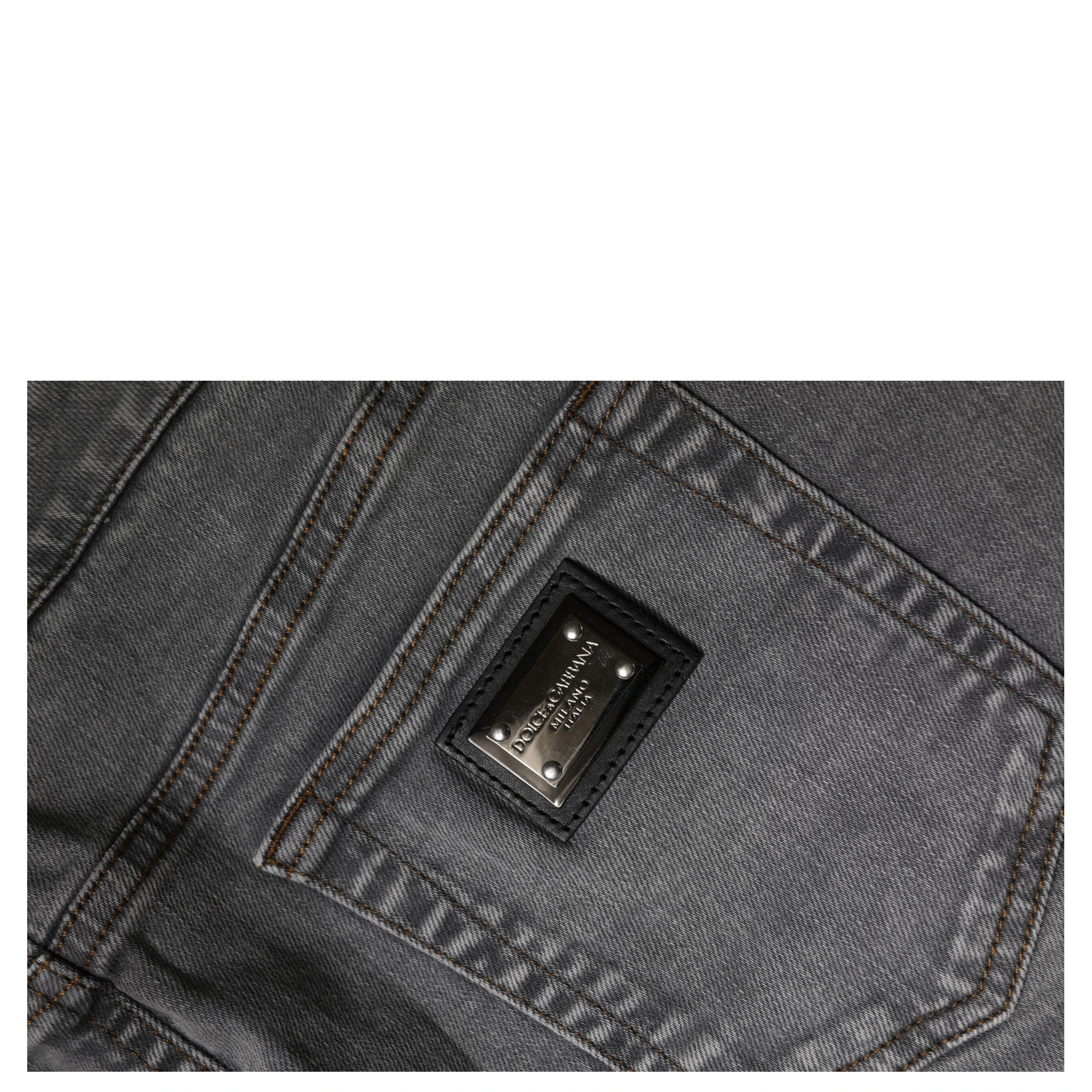 Gray Cotton Stretch Mid Waist Denim Mini Skirt