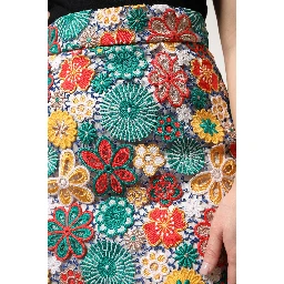 Multicolor Floral Lace High Waist Mini Skirt
