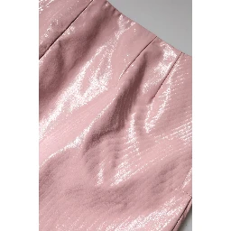 Glossy Pink Cotton High Waist Mini Skirt
