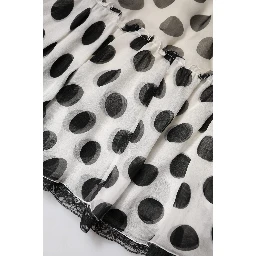 White Black Polka Dots Knee Length Skirt