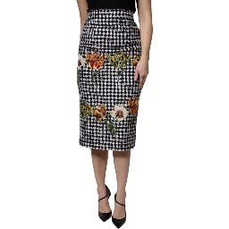 Multicolor Floral Print High Waist Pencil Cut Skirt