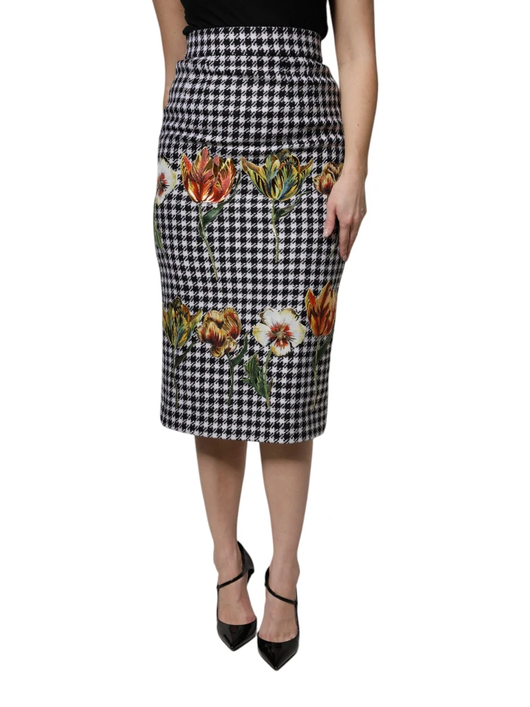 Multicolor Floral Print High Waist Pencil Cut Skirt