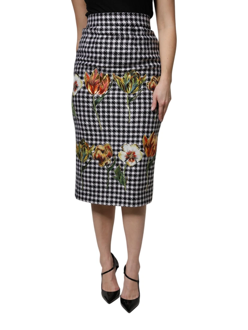 Multicolor Floral Print High Waist Pencil Cut Skirt