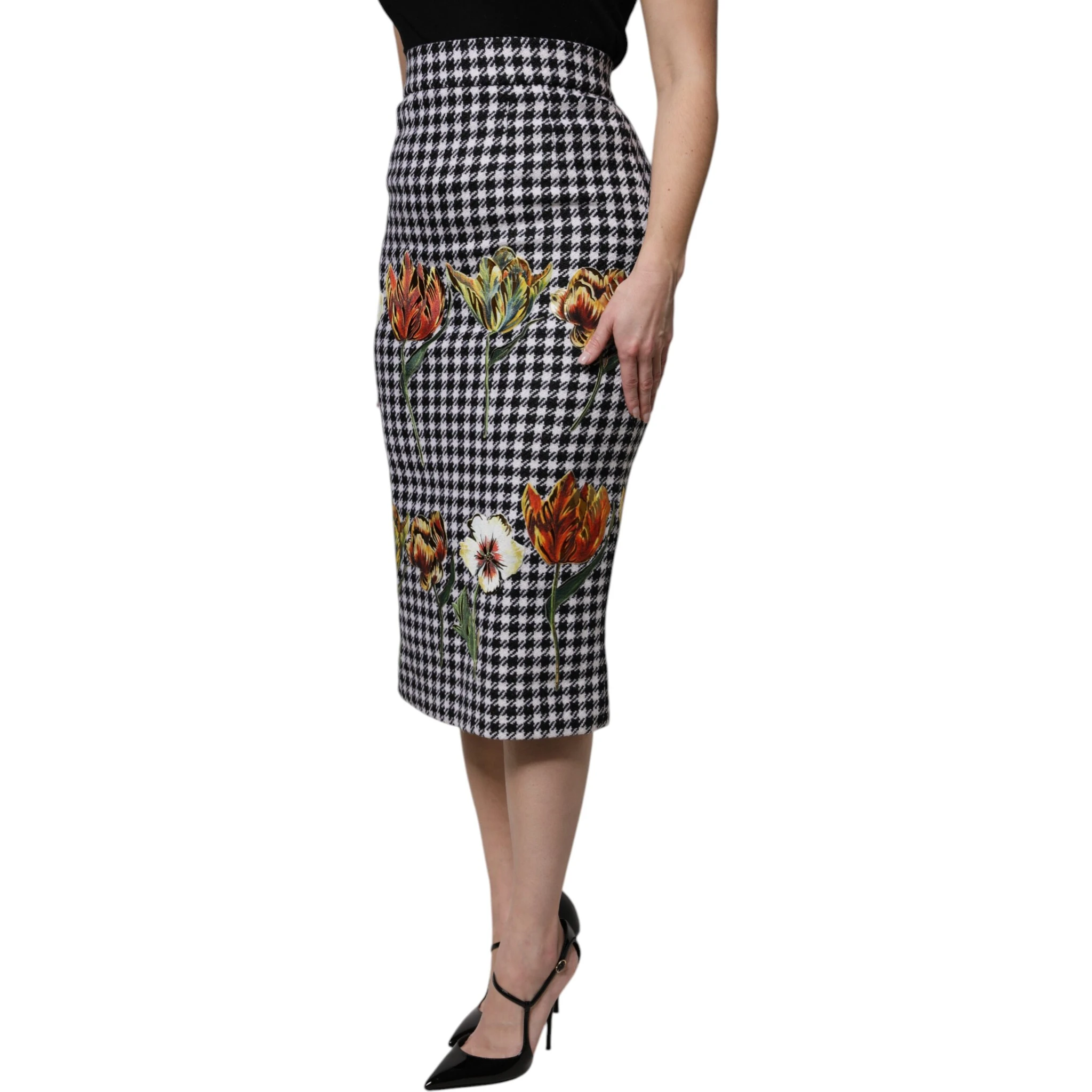 Multicolor Floral Print High Waist Pencil Cut Skirt
