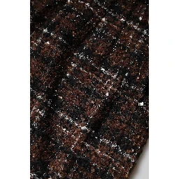 Multicolor High Waist Tartan Tweed Pencil Cut Skirt