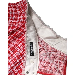 Red White High Waist A-line Above Knee Skirt