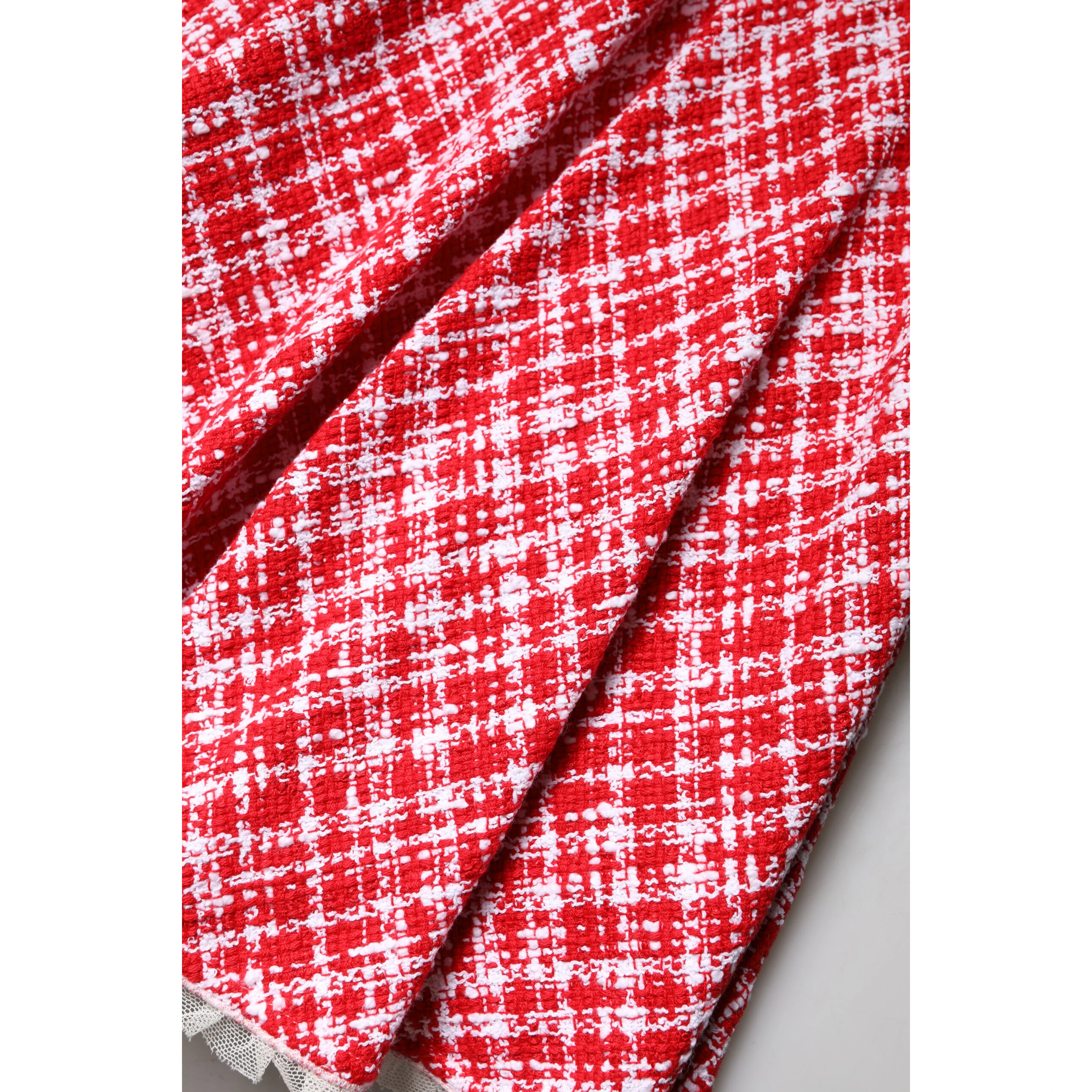 Red White High Waist A-line Above Knee Skirt