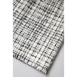 White Black High Waist Tartan Tweed Mini Skirt