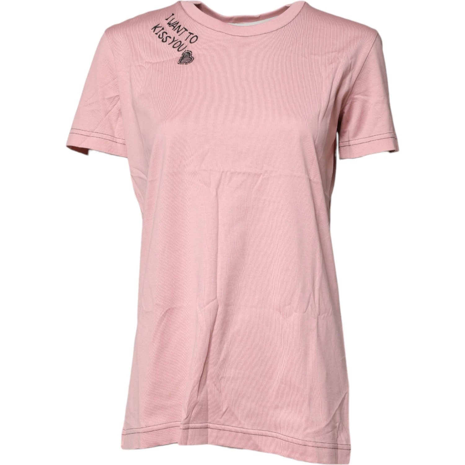 Pink Logo Print Cotton Crew Neck T-shirt