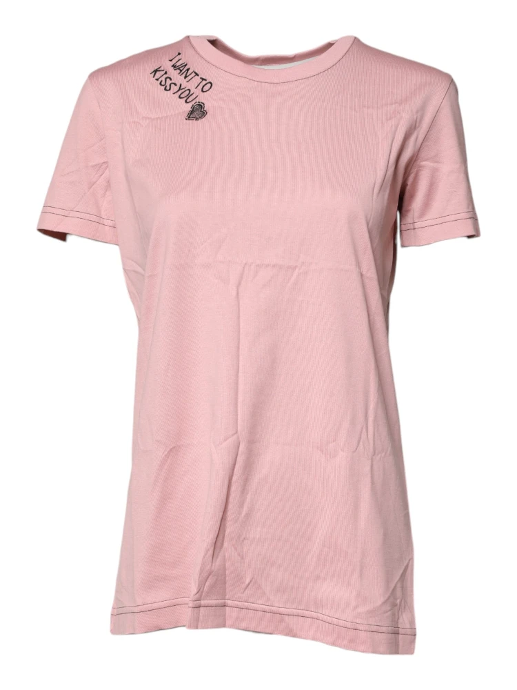 Pink Logo Print Cotton Crew Neck T-shirt alternative