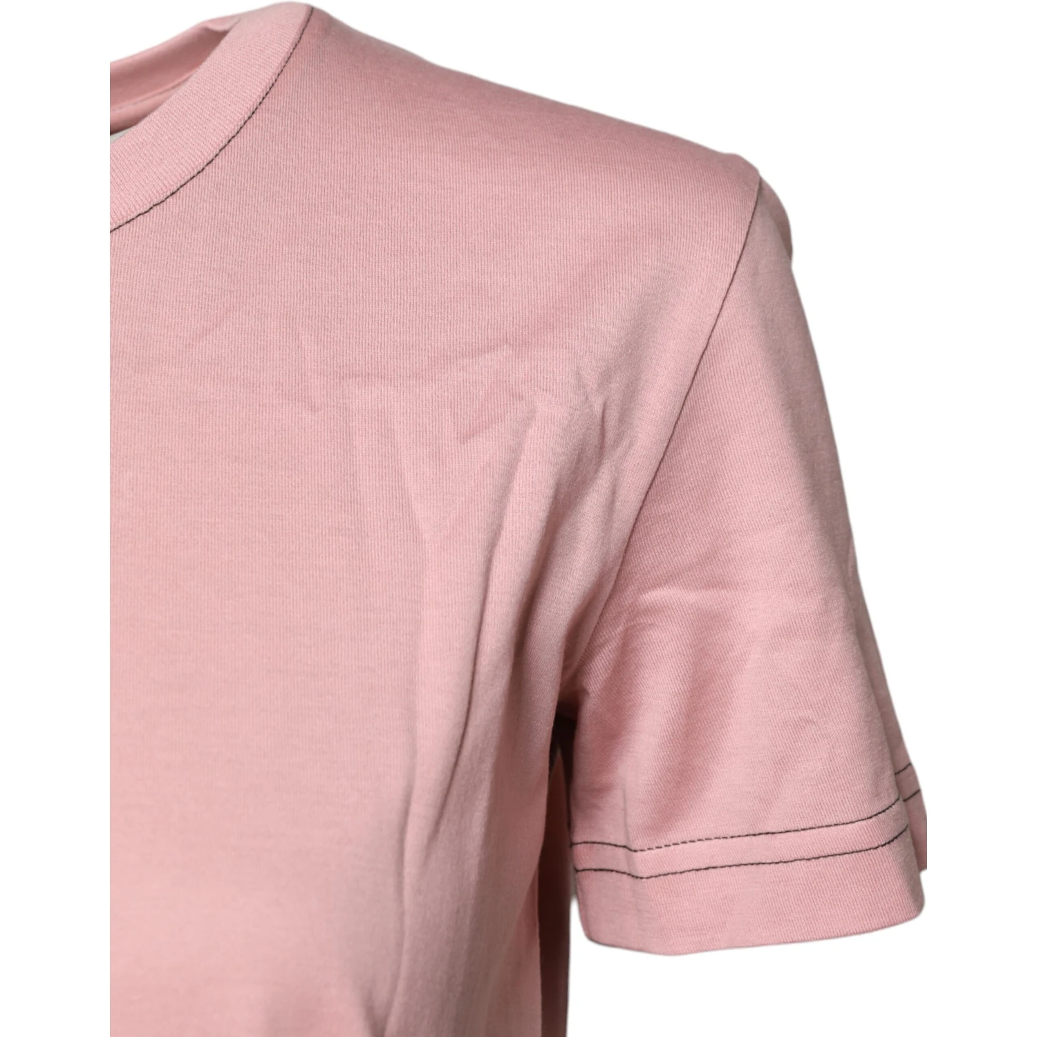 Pink Logo Print Cotton Crew Neck T-shirt