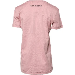 Pink Logo Print Cotton Crew Neck T-shirt