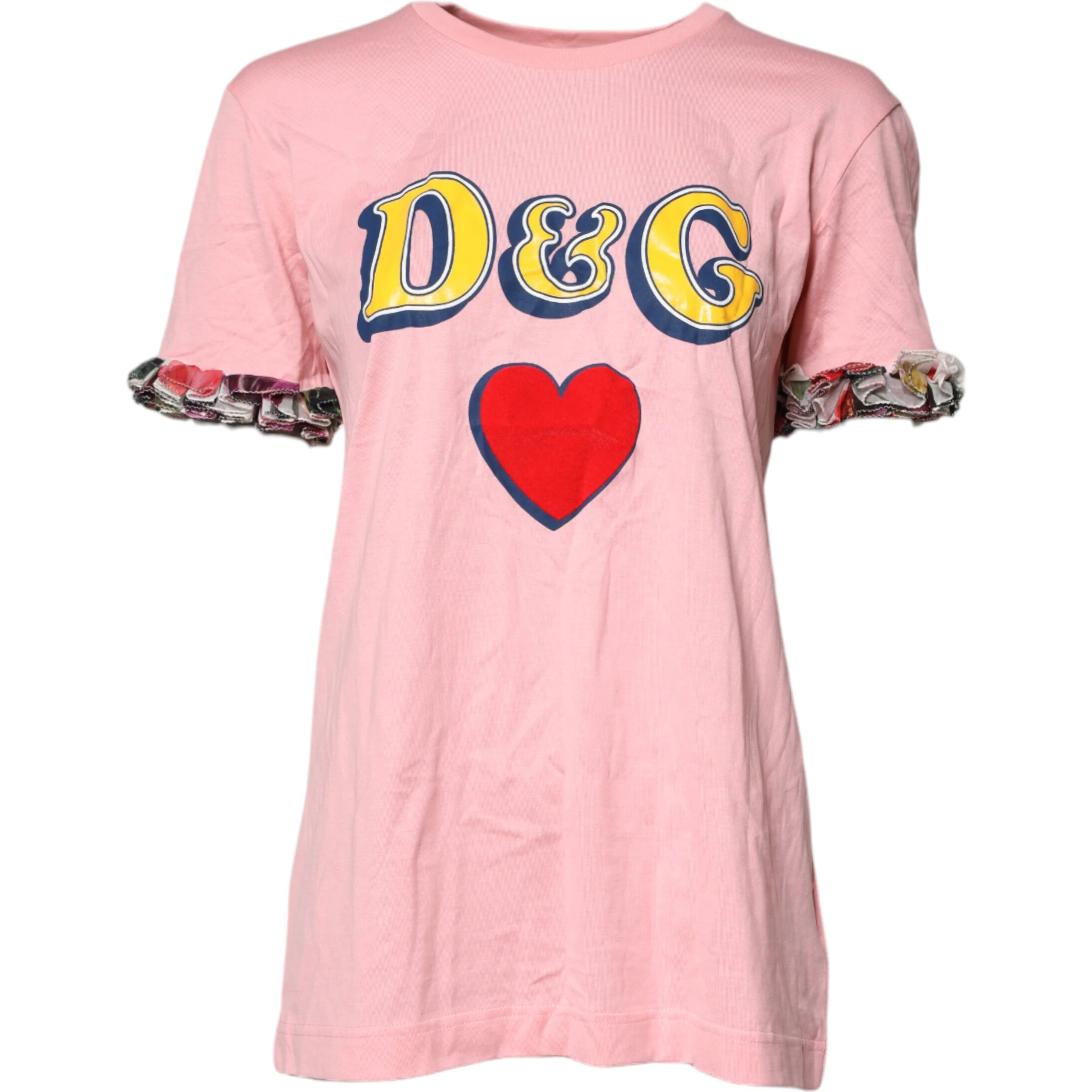 Pink Logo Print Cotton Crew Neck Tee T-shirt