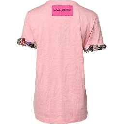 Pink Logo Print Cotton Crew Neck Tee T-shirt